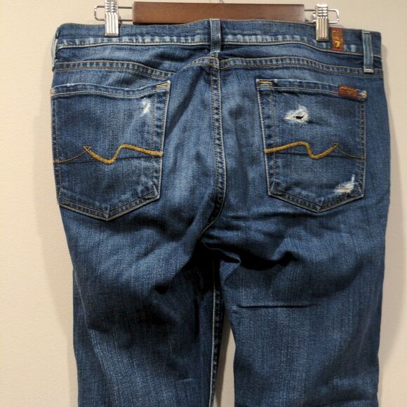 7FAMK Womens Josefina Skinny Boyfriend Distressed Jeans Size 30 Blue Button Fly - Picture 6 of 13